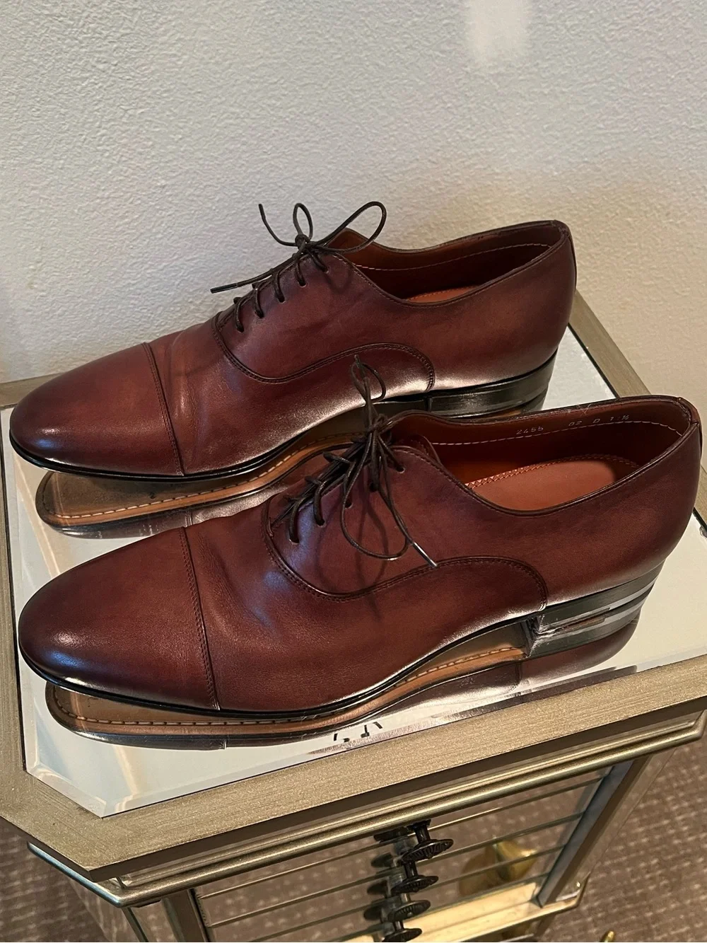 Santoni Men’s Darian-2 Brown Leather Cap-Toe Derby Oxfords Size 11.5